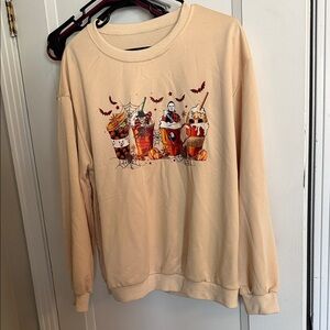SHEIN Cream Halloween Graphic Sweatshirt